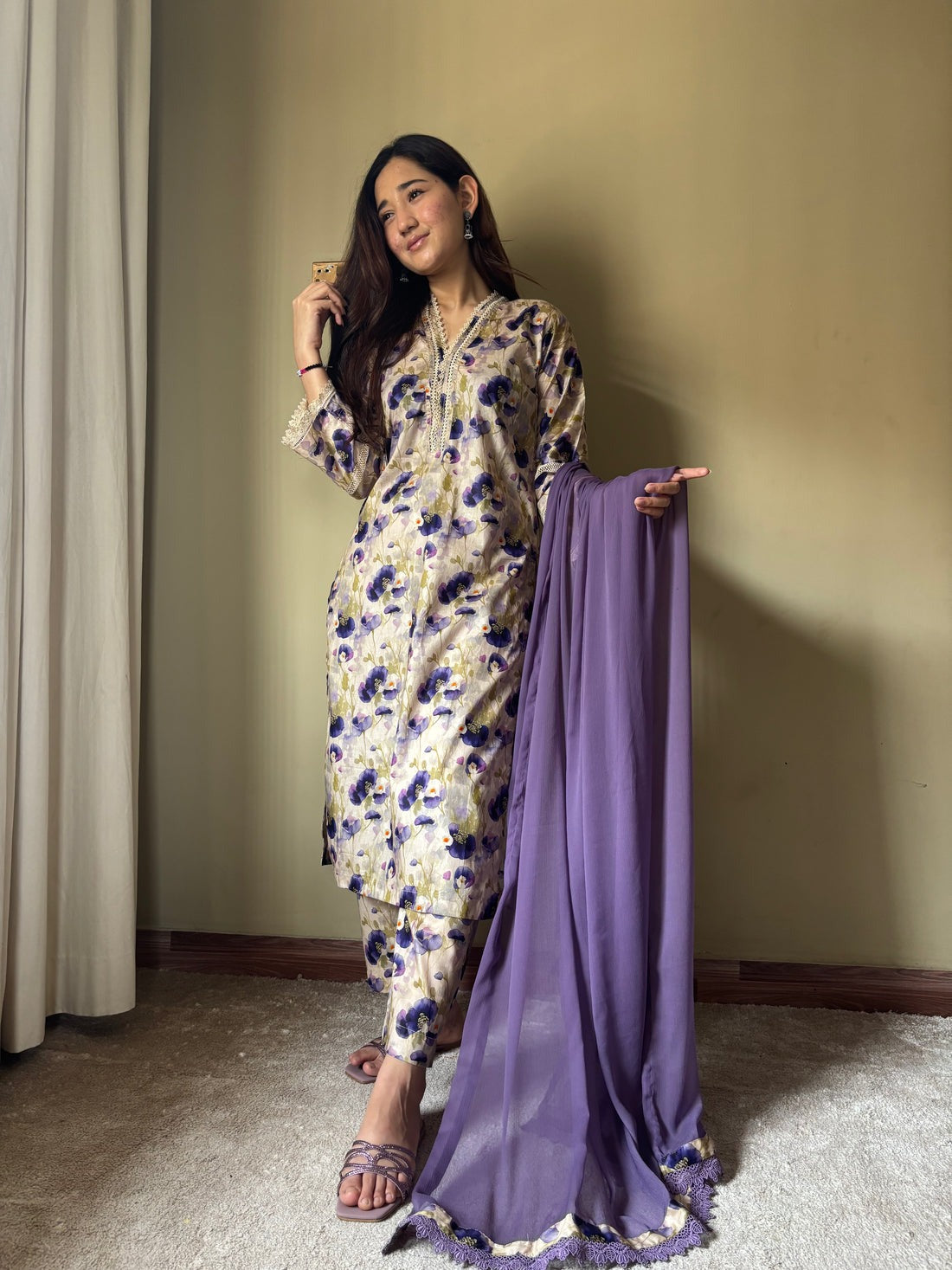 3 Piece - Lawn Printed Stitched Dress - 53