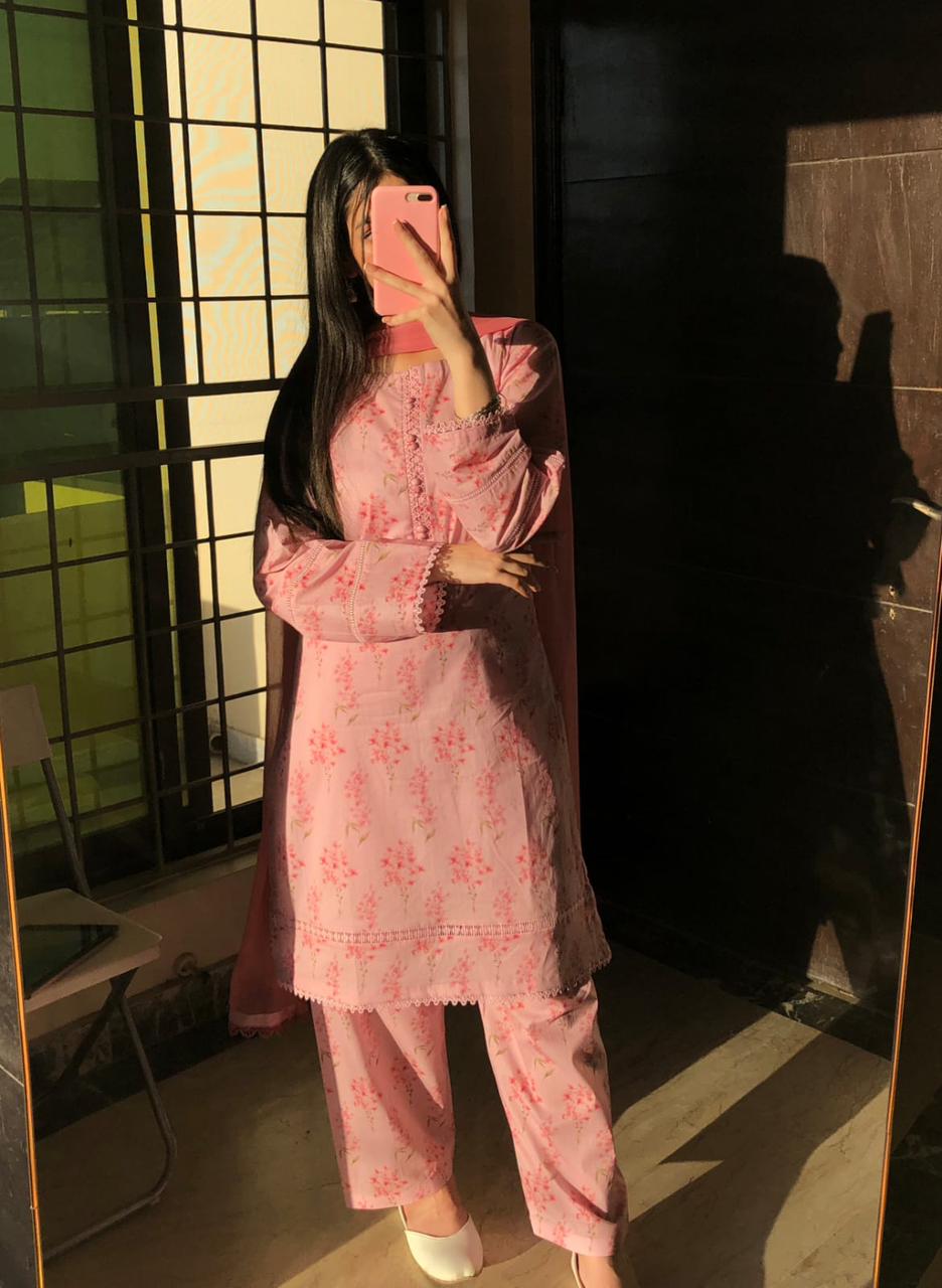 3 Piece - Lawn Printed Dress With Shalwar - 061
