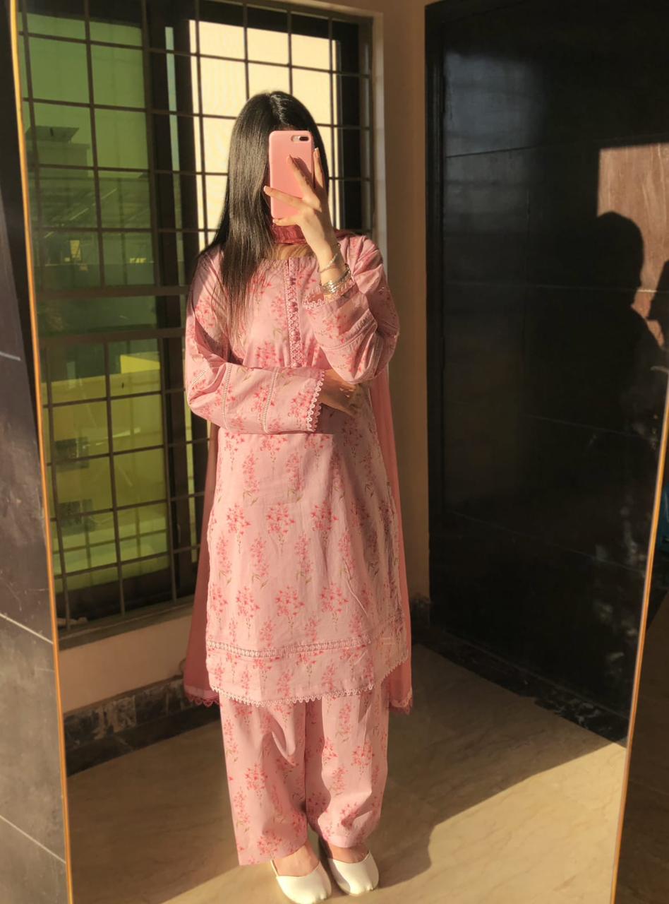 3 Piece - Lawn Printed Dress With Shalwar - 061