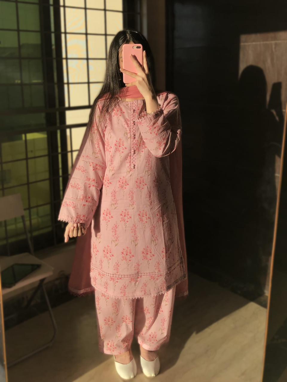 3 Piece - Lawn Printed Dress With Shalwar - 061