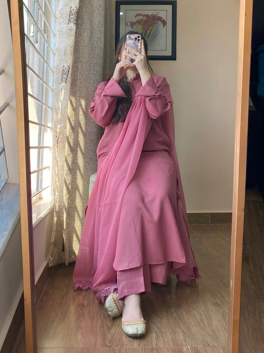 3 PIECE –COTTON ROSE GOLD DRESS - 059