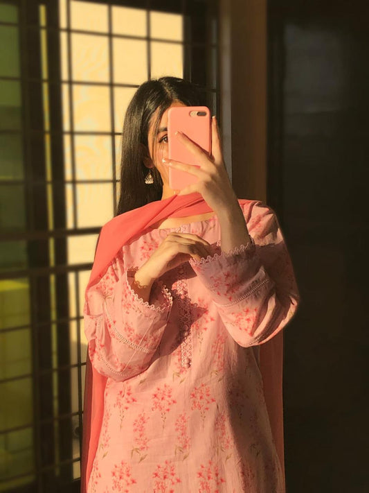 3 Piece - Lawn Printed Dress With Shalwar - 061